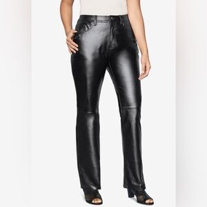Jessica London Straight Leg Leather Pants